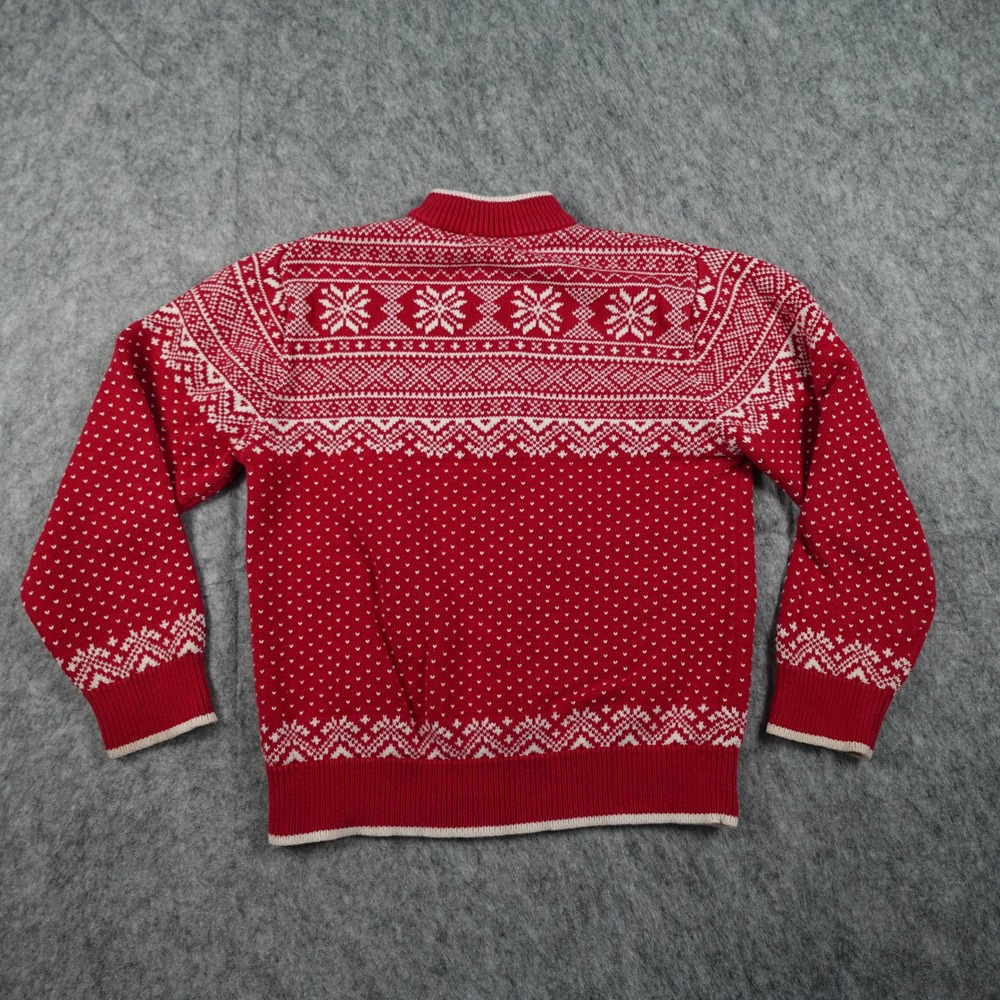 Vintage‎ LL Bean Sweater Boys Size 8 Red Nordic Fair Isle Snowflake 1/4 Zip - Picture 6 of 10